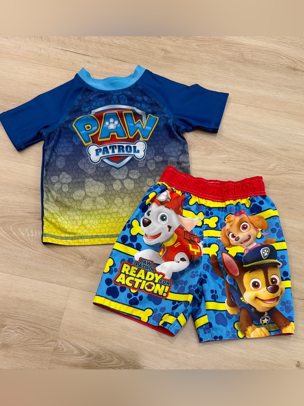 Nickelodeon PAW Patrol Blue, Yellow & Red Kids Swim Rashguard Set